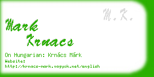 mark krnacs business card