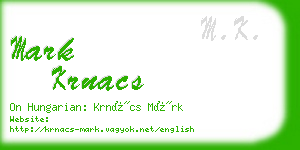 mark krnacs business card